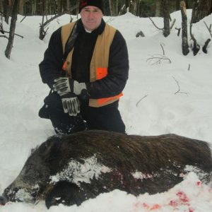 Man Posing with Hunted Boar